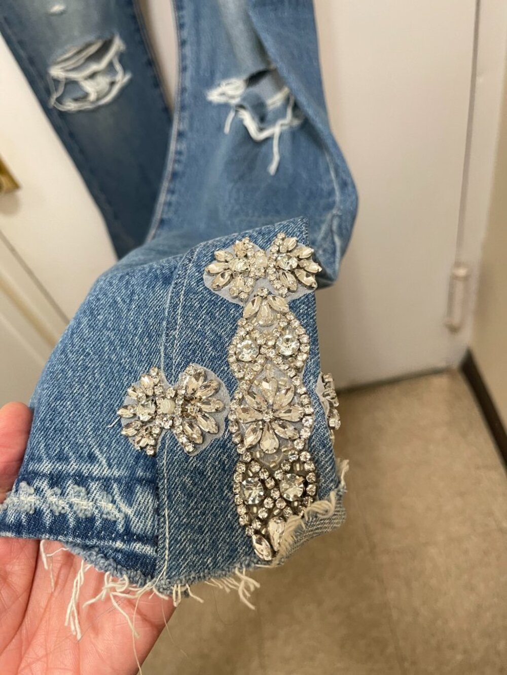 Levi's 501 distressed rare limited 150th anniversary blue jeans custom embellish - Picture 7 of 16